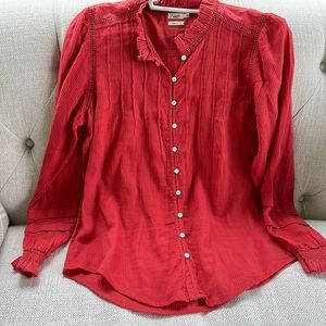 Faherty Blouse, coral, Organic Cotton, size L.